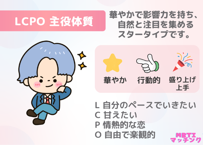 LCPO 主役体質｜華やかで周囲に影響を与えるスタータイプ