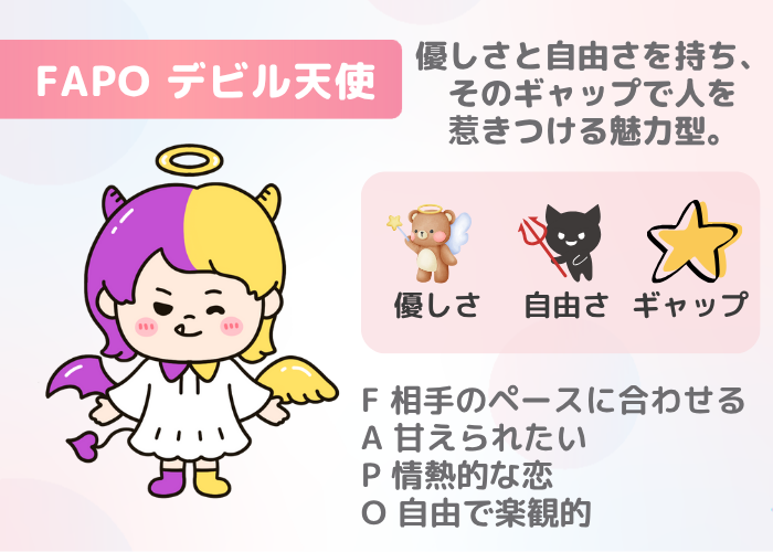 FAPO デビル天使｜天使の優しさと悪魔の自由さを併せ持つタイプ