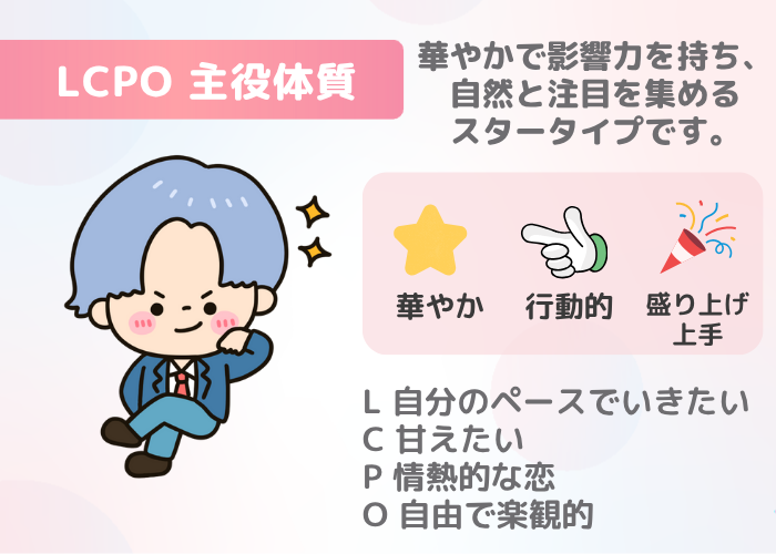 LCPO 主役体質｜華やかで周囲に影響を与えるスタータイプ